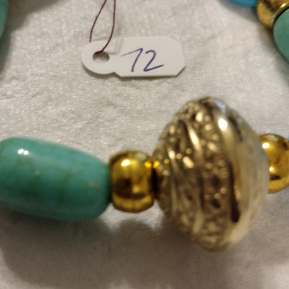 Artemis's Gems custom-made beaded bracelet with gold metal engraved bead - Picture 3 of 5